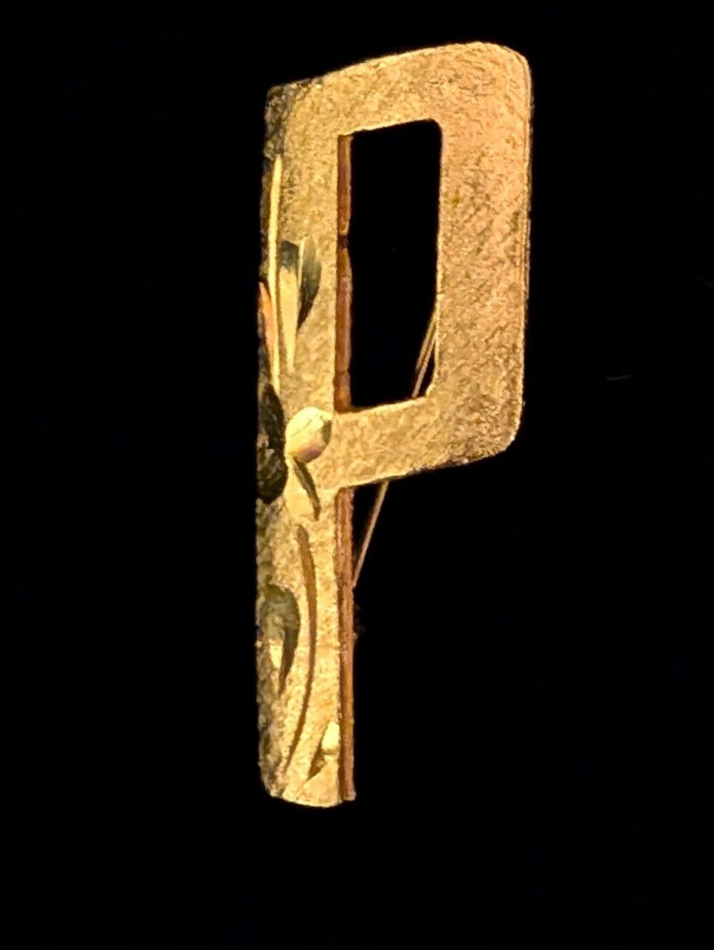 midcentury vintage MAMSELLE initial pin letter P brooch